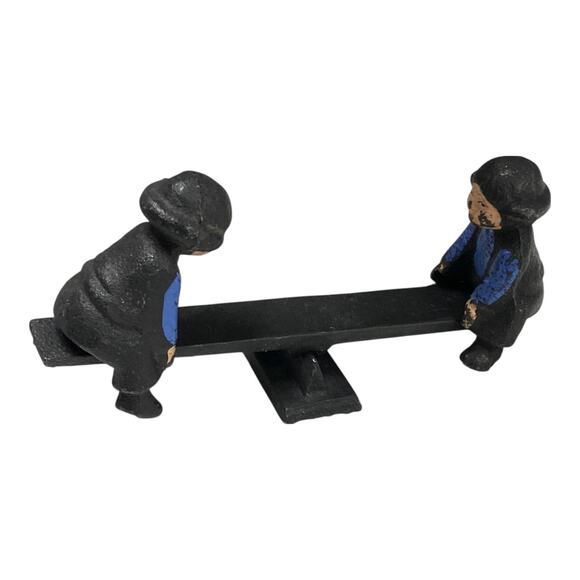 Vintage 1997 John Wright Cast Iron Amish Boys on Teeter Totter - A1041 - Picture 3 of 12